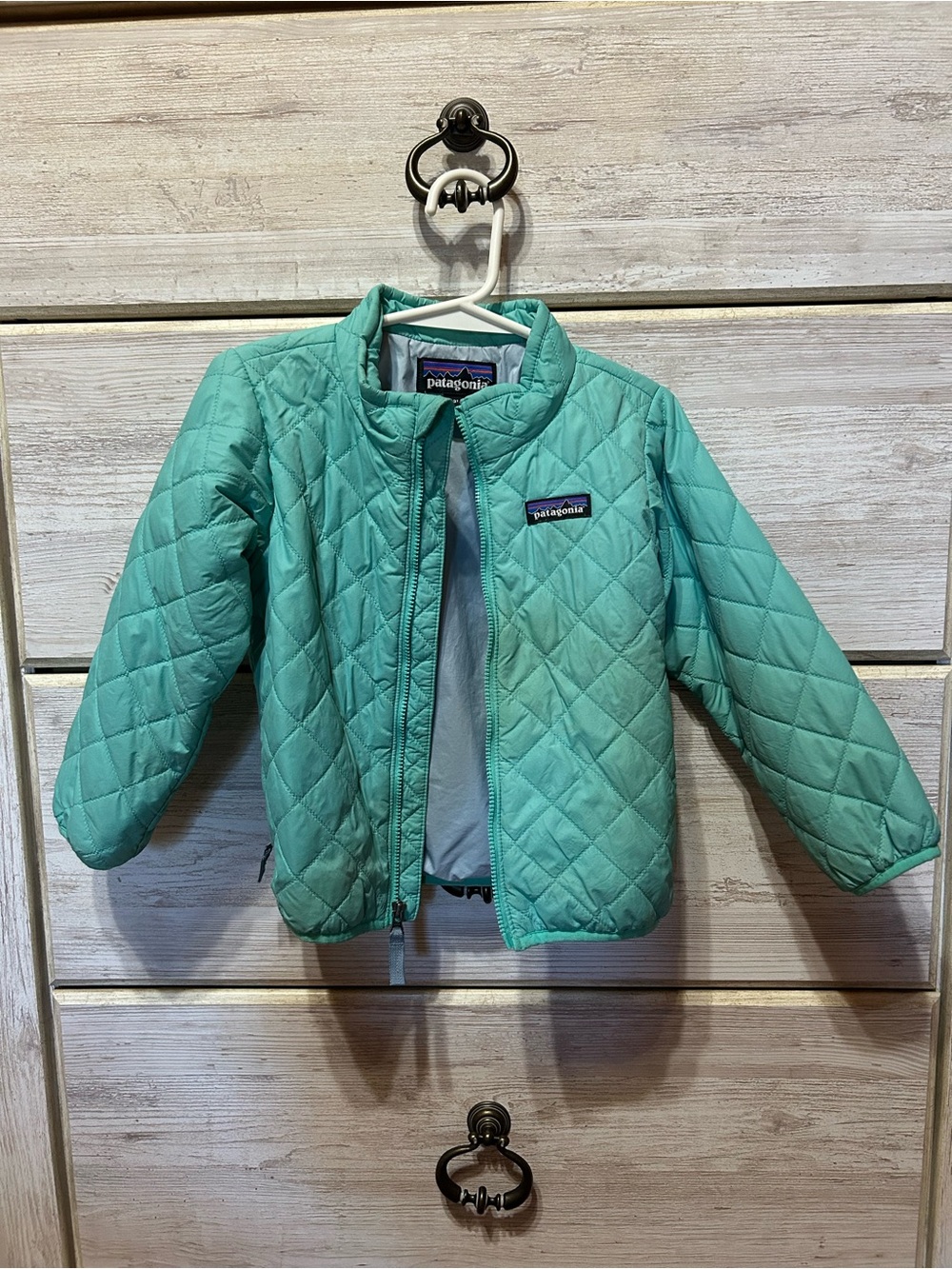 Patagonia Kids Quilted Puffer Jacket in Mint Green